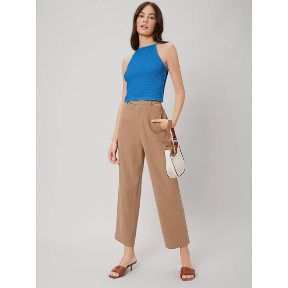 ruched SMOCKED DRAWSTRING backless CAMI crop TOP black - Picture 8 of 11